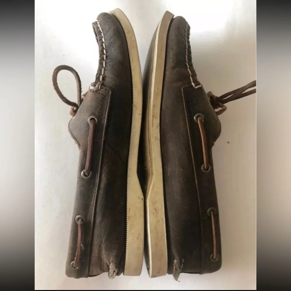 SPERRY TOPSIDER Dark Brown Boat Shoes Size 7.5 EUC
